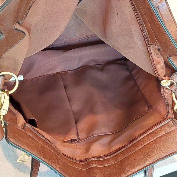 Bueno Brown Vegan Leather Shoulder Purse with Strap & Handles - Picture 7 of 13